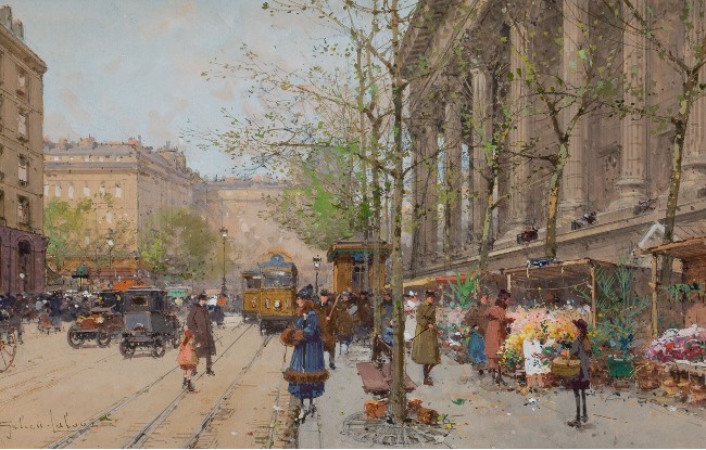 Eugène Galien-Laloue, Marché aux fleurs- Place de la Madeleine, 